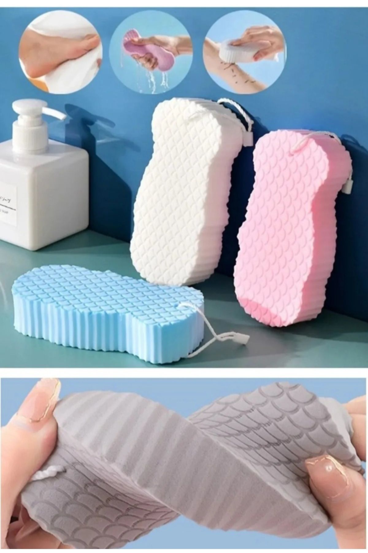 Banyo Vücut Duş Süngeri Sihirli Vücut Ölü Deri Sökücü Vücut Masaj Peeling Fırçası Süngeri