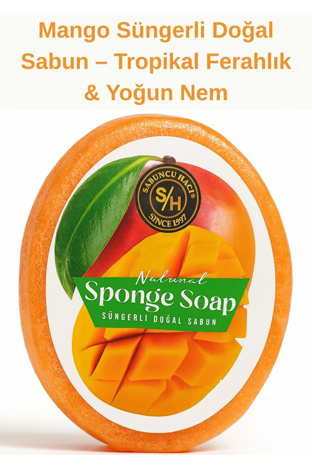 Mango Özlü Doğal Süngerli Sabun – Batık ve Çilek Bacak Onarımına Yardımcı – 130-140 g