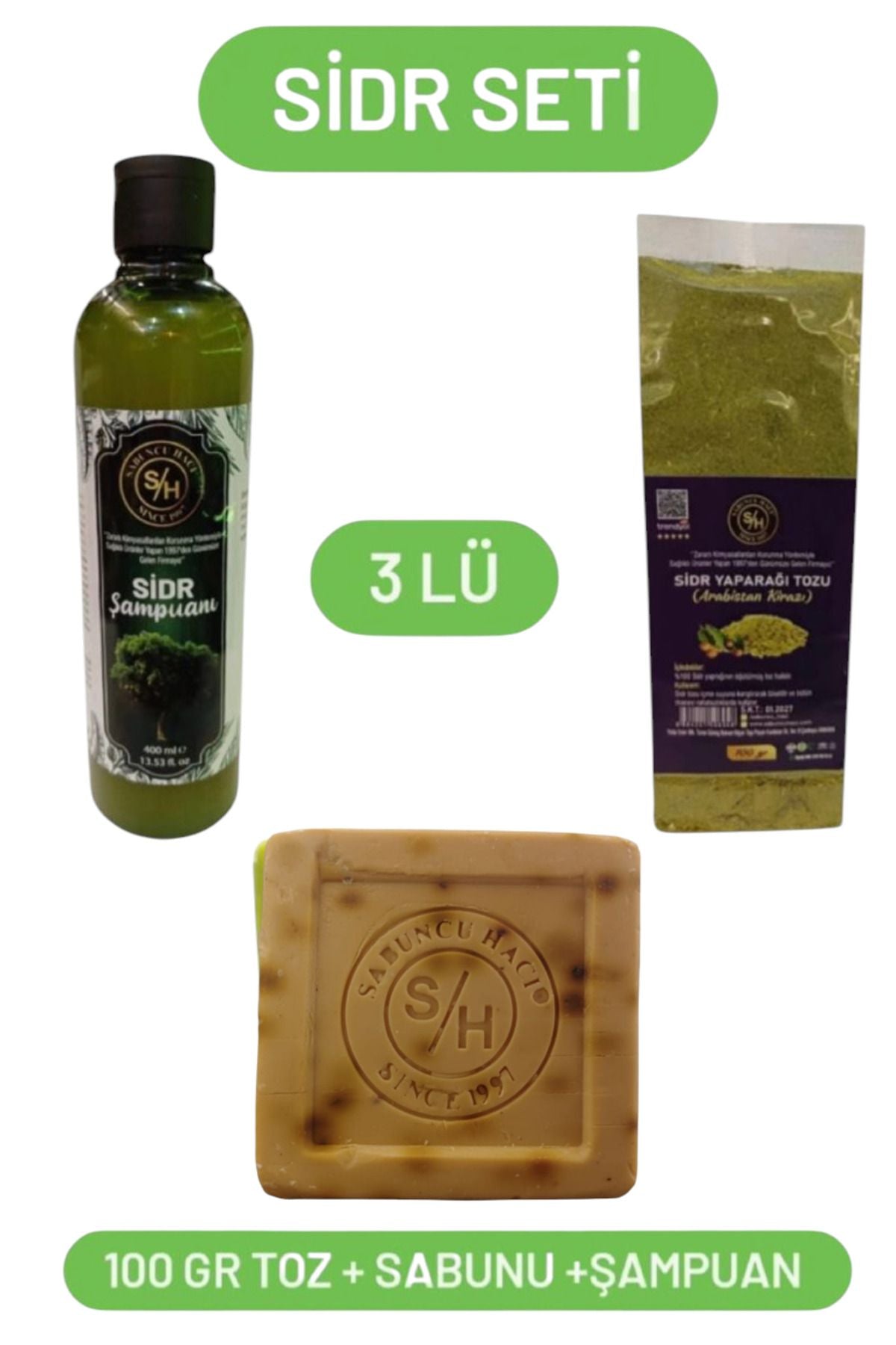 Sidr-Set Original Sidr-Seife + 400 ml Sidr-Shampoo + 100 gr Sidr-Pulver Spirituell wirksames Therapie-Set