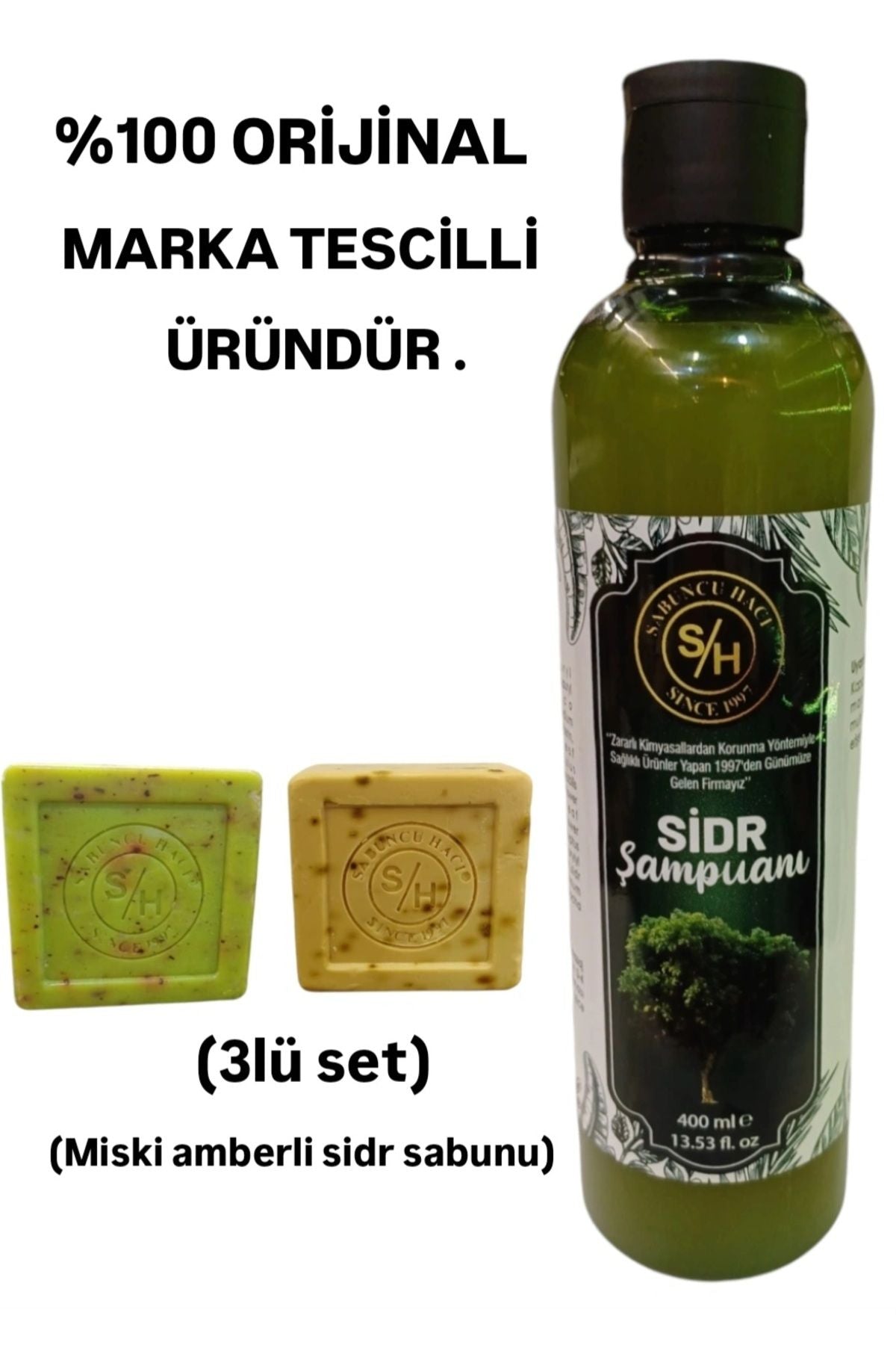 Es-Sidre Original Sidr Moschus-Amber-Seife + 400 ml Sidr-Shampoo – Set für natürliche spirituelle Therapie