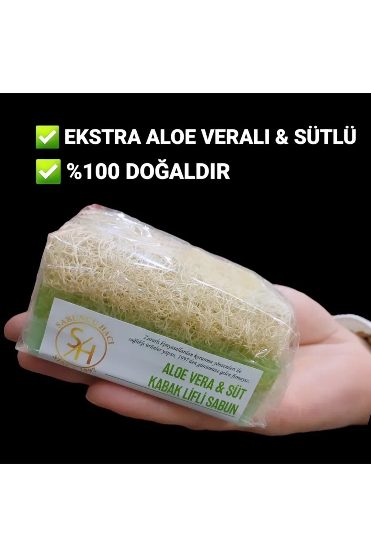 Doğal Kabak Lifli Aloe Vera Sabunu ekstra Aloe veralı & sütlü sabun ( 100-110 ) gr