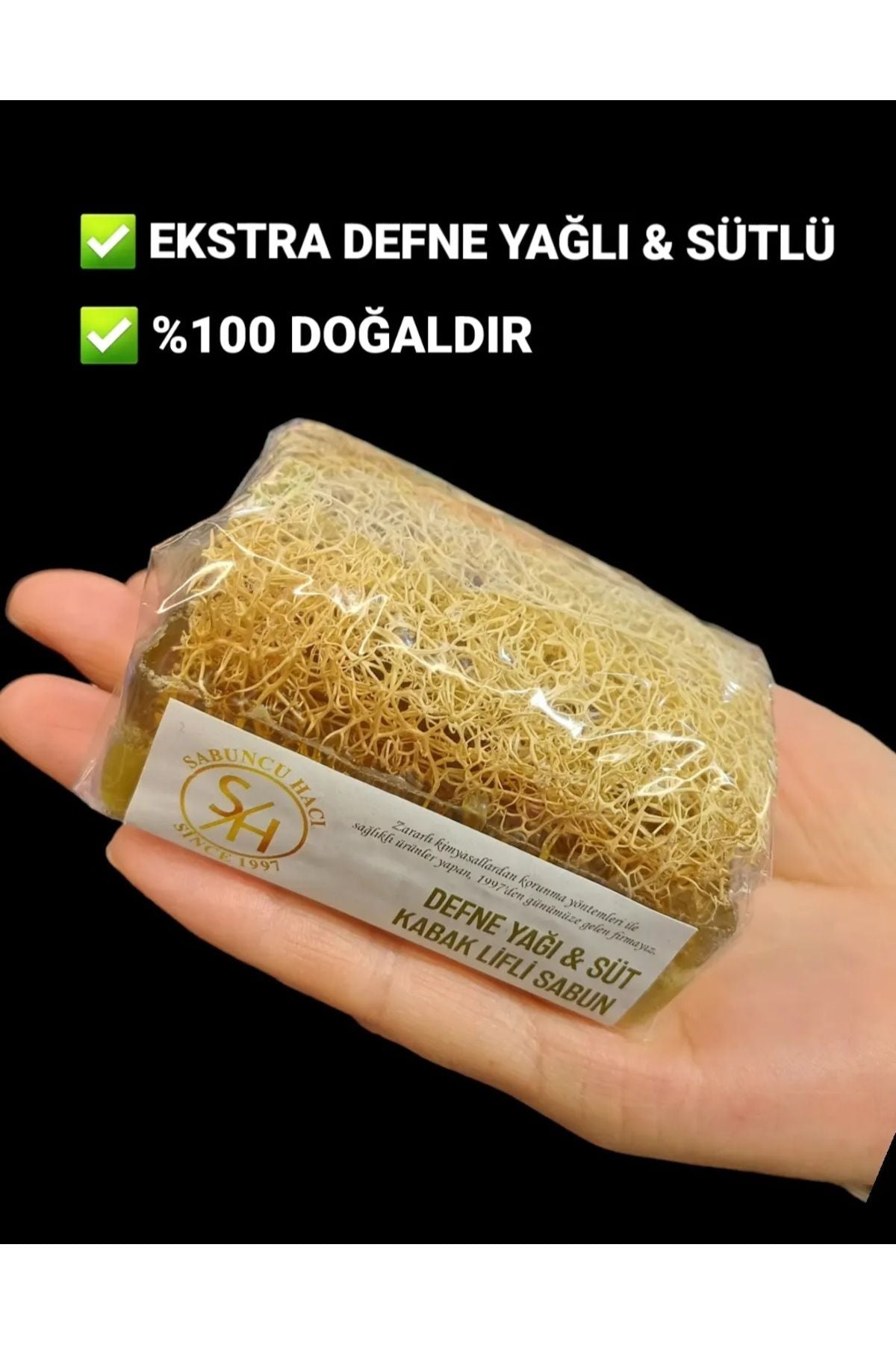 Doğal Kabak Lifli Ekstra Defne Yağlı ve Sütlü Sabun (100-110 gr)