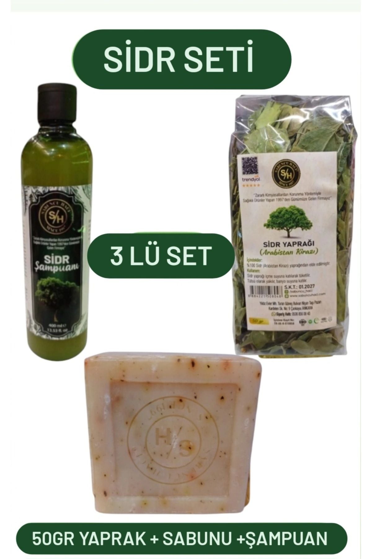 Sidr-Set Original Sidr-Seife + 400 ml Sidr-Shampoo + 50 gr Sidr-Blatt Spirituell wirksames Therapie-Set