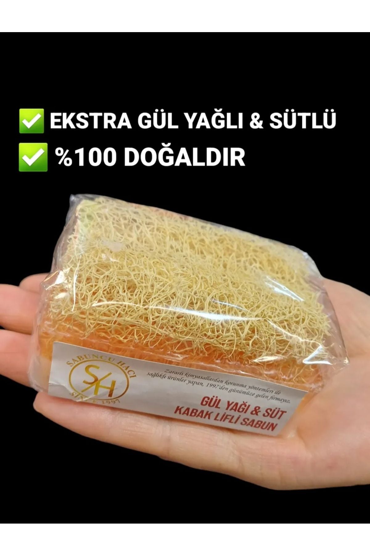 Doğal Kabak Lifli Ekstra Gül Yağlı ve Sütlü Sabun (100-110 gr)