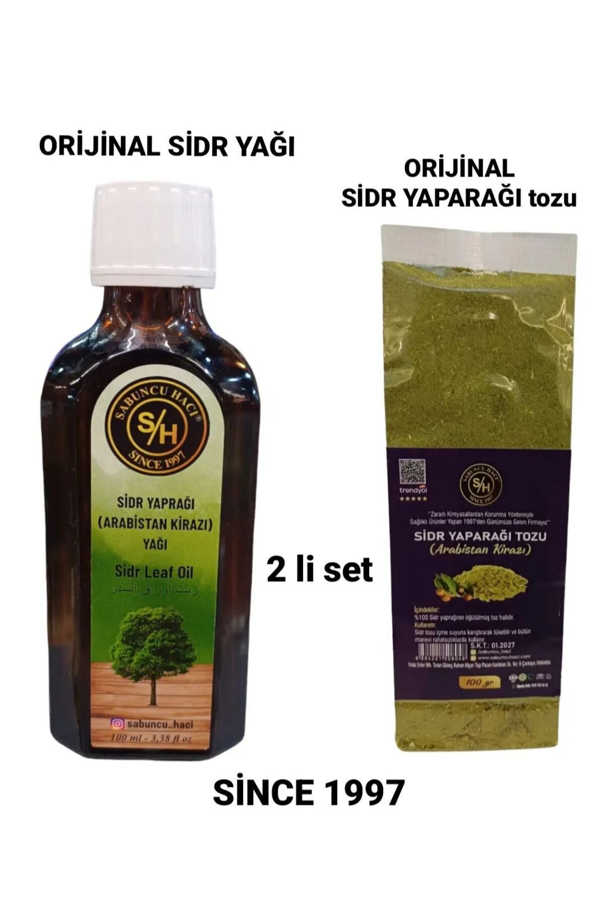 Es-Sidre Orijinal Sidr (Sidir) Yağı + Sidr (Arabistan Kirazı Yaprağı Tozu) 2’li Set
