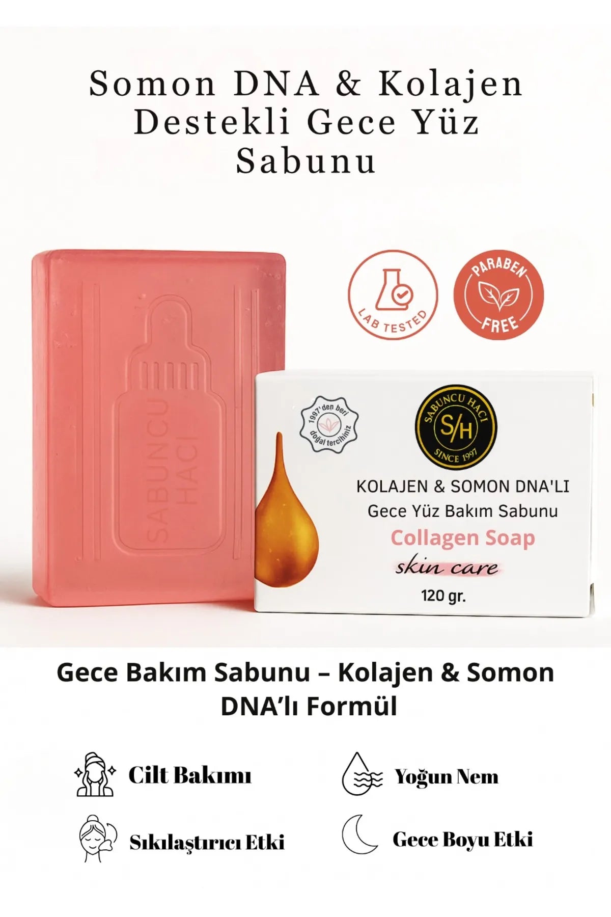 Sabuncu Hacı SH Since 1997 | Collagen Night Serum & Kojik + Somon DNA’lı Yüz Bakım Sabunu