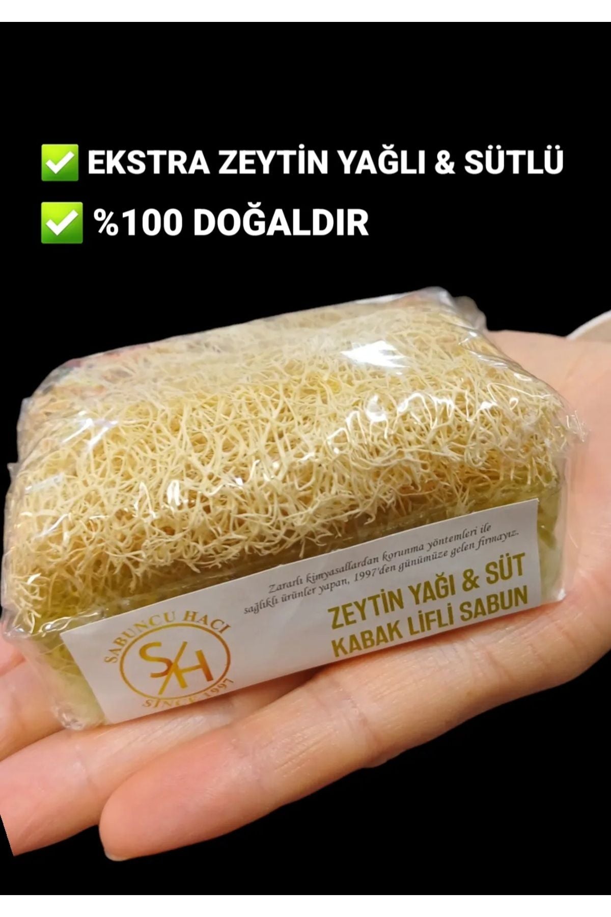 Natürliche Kürbisfaser-Olivenöl- und Milchseife (100–110 g)