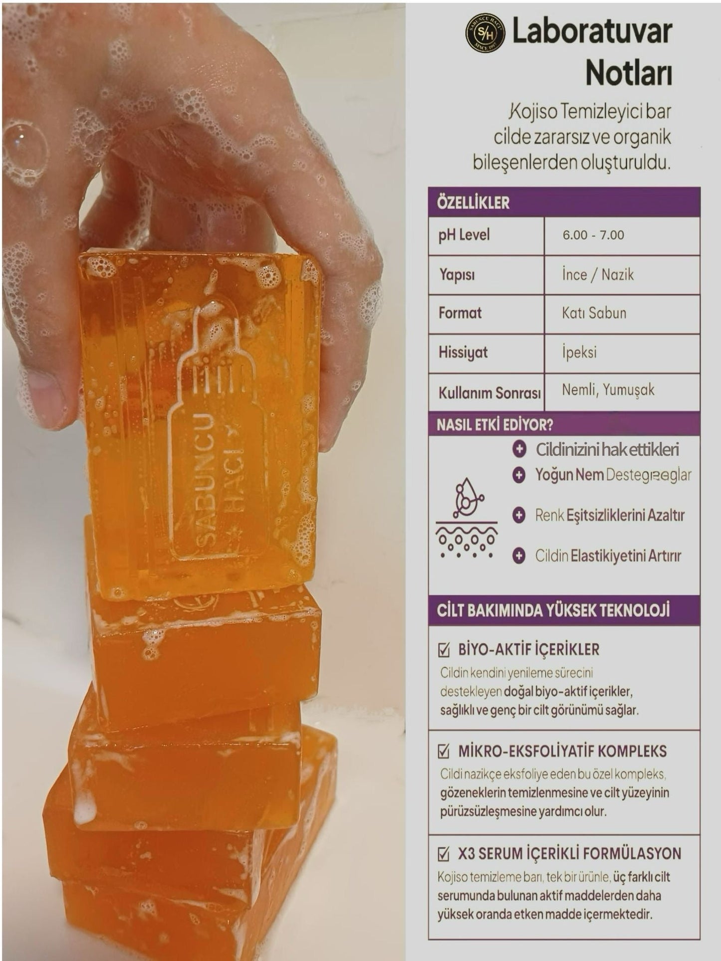 Kojiso Kojic asit sabunu, zerdeçal ve Kojic asit etkisi leke karşıtı Kojic asit sabunu