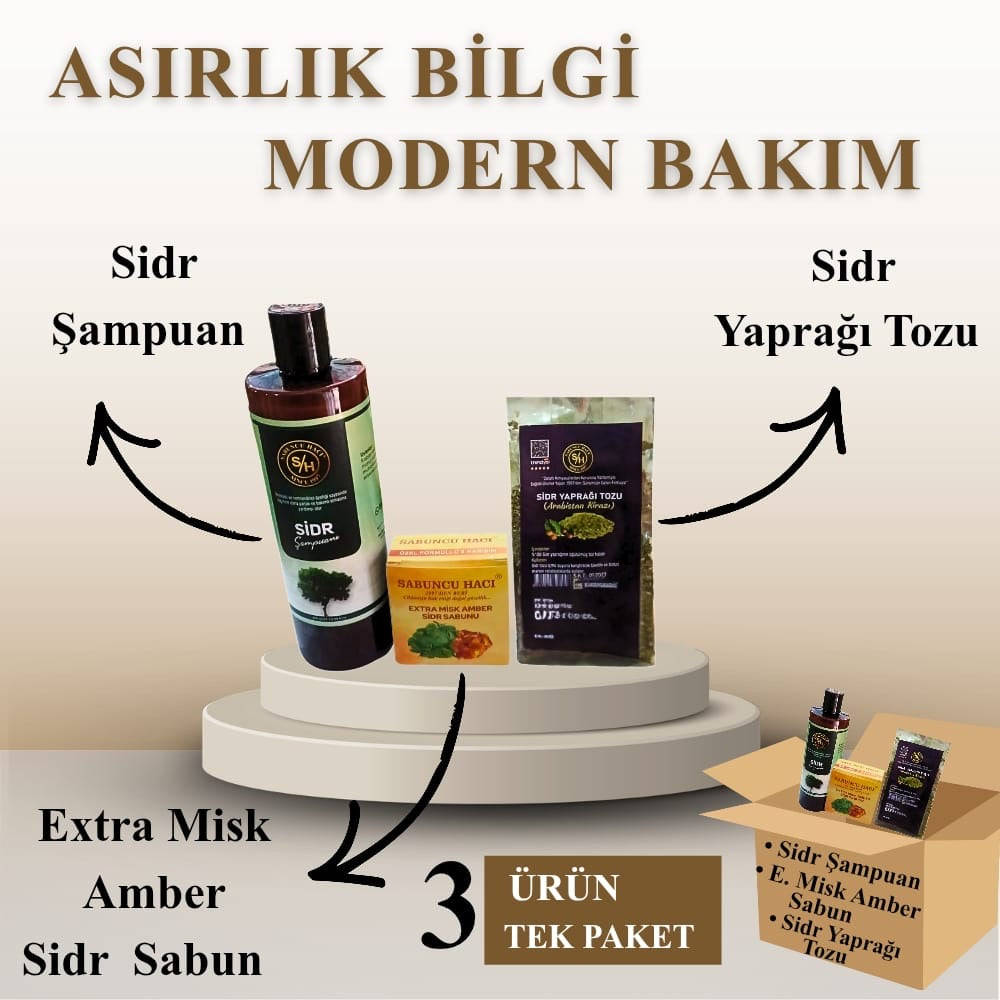 Es-sidre orijinal Arabistan Sidr Sidir 3 lü Set doğal Şampuan Extra misk amber Sidr Sabunu ve Sidr yaprağı tozu