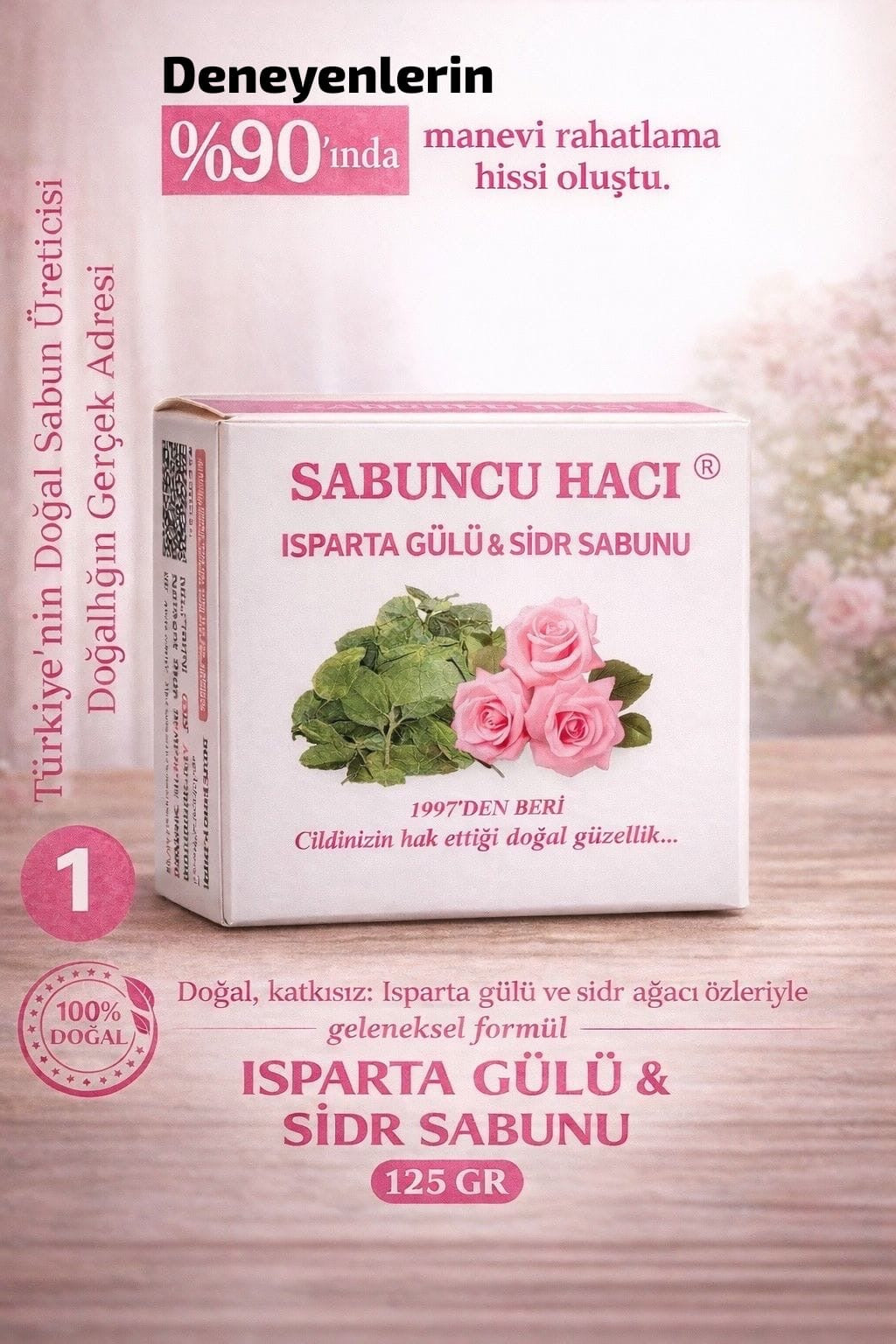 Es-Sidre Sidre Sidr Sidr Sabunu Doğal bitkisel terapi Güllü & Sidr Sabunu 110 125 gr (1Adet)