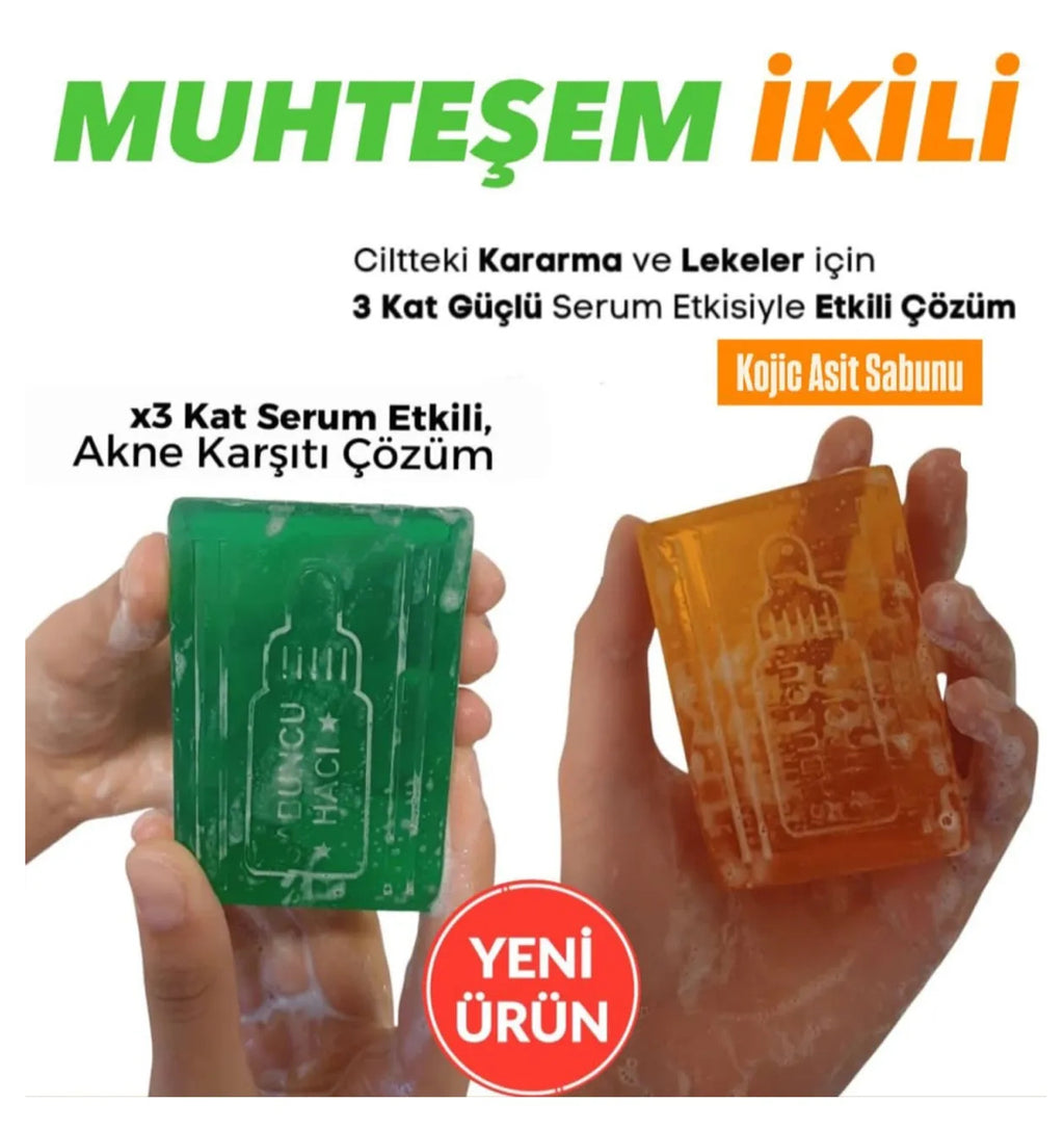 Kojic Kojisäureseife, Kurkuma &amp; 3x Akne-Serum, wirksamer und Akne-klärender Riegel, Anti-Akne