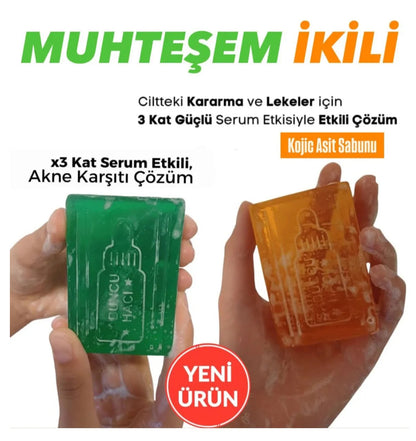 Kojic kojik Asit Sabunu, Zerdeçalı & 3xAcne Serumu Etkili Ve Acne Temizleme Barı,Acne Karşıtı