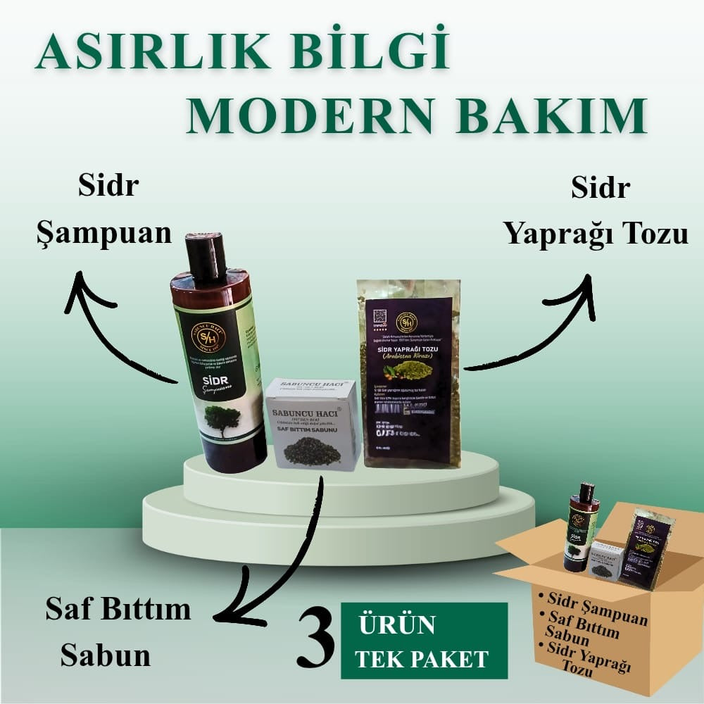 3 Lü Set Sidr Şampuanı Sidr tozu Bıttım sabunu