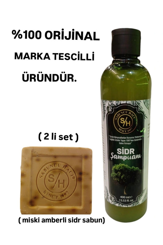 Es-sidre orijinal sidr miski amberli sidir sabunu +400 ml sidr şampuanı Doğal manevi terapi seti.