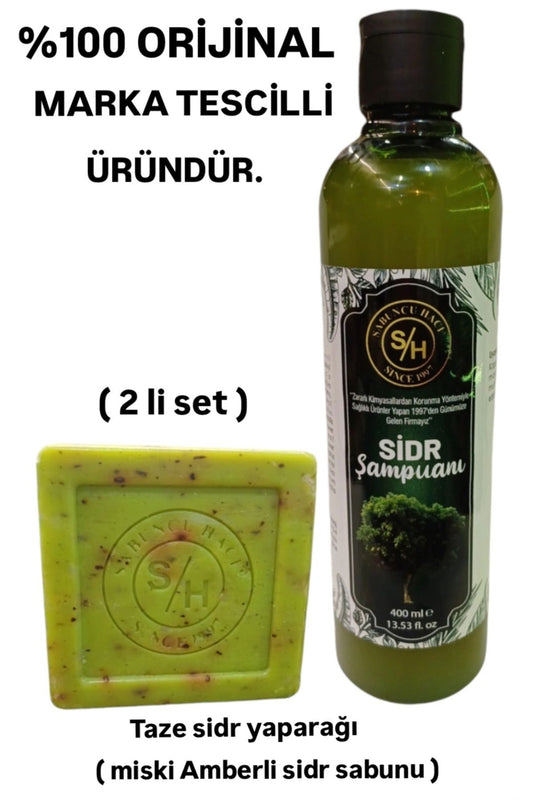 Es-Sidre Orijinal Sidr Miski Amberli Sabun + 400 ml Sidr Şampuanı - Doğal Manevi Terapi Seti
