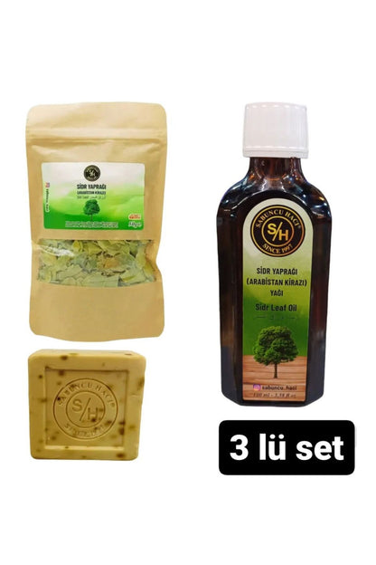 Es-Sidre Sidr (Sidir) Yaprağı + Sidr (Sidir) Yağı + Sidr (Sidir) Sabunu - 3’lü Manevi Terapi Seti (Miski Amberli)