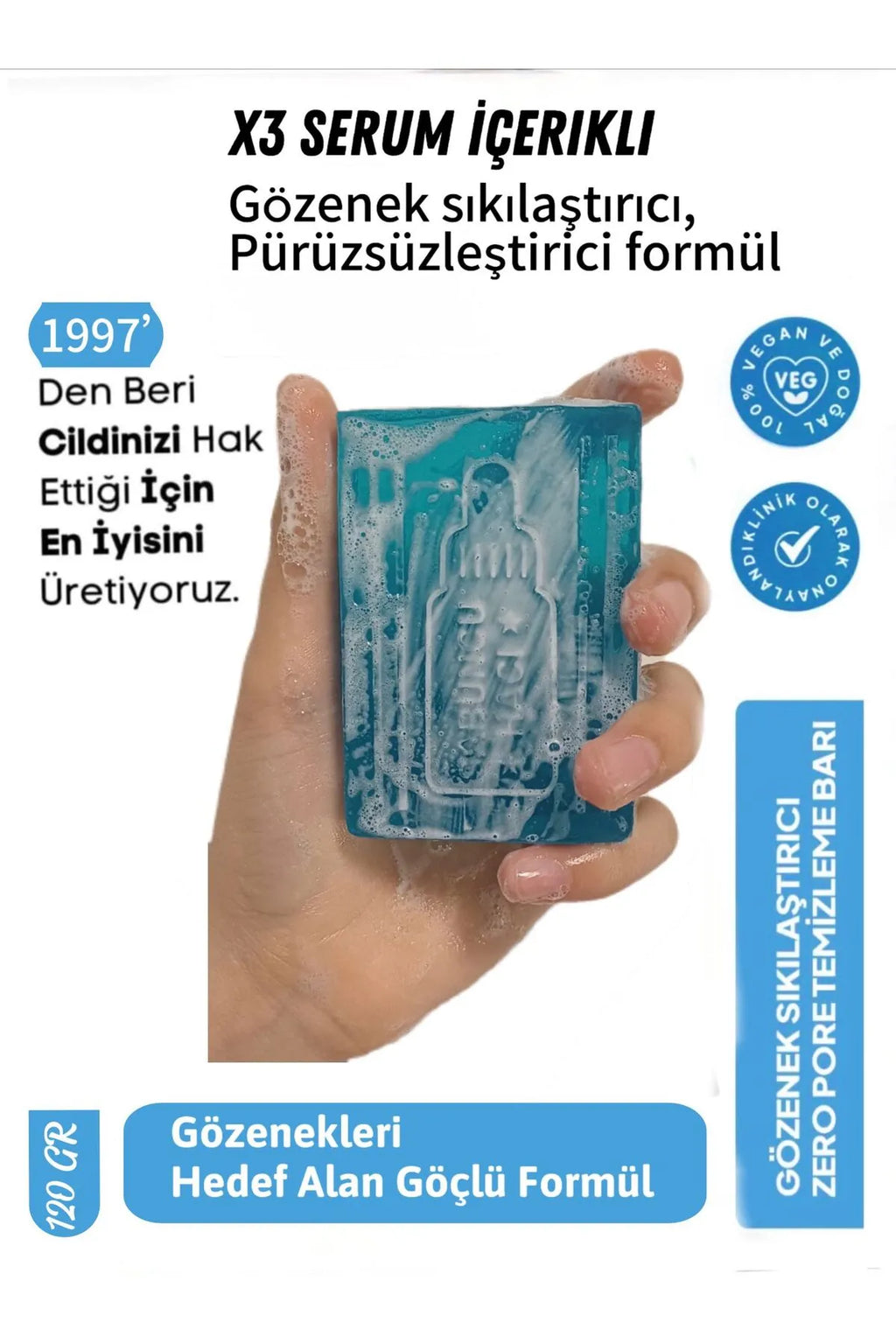 Zero Pore Pore Tightening Cleansing Bar, Porenreinigende, effektive Seife, 120 g
