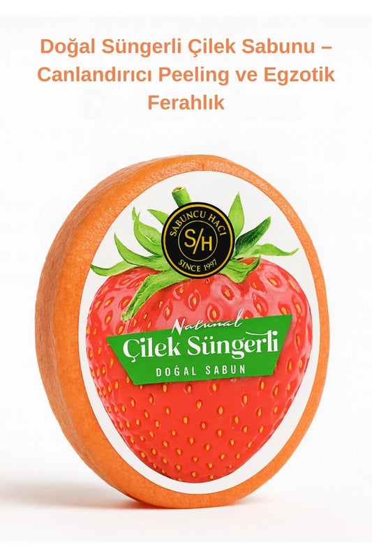 Sabuncu Hacı Çilek özlü ( Batık Ve Çilek Bacak Onarımına Yardımcı ) Doğal Süngerli Sabun 130-140 gr