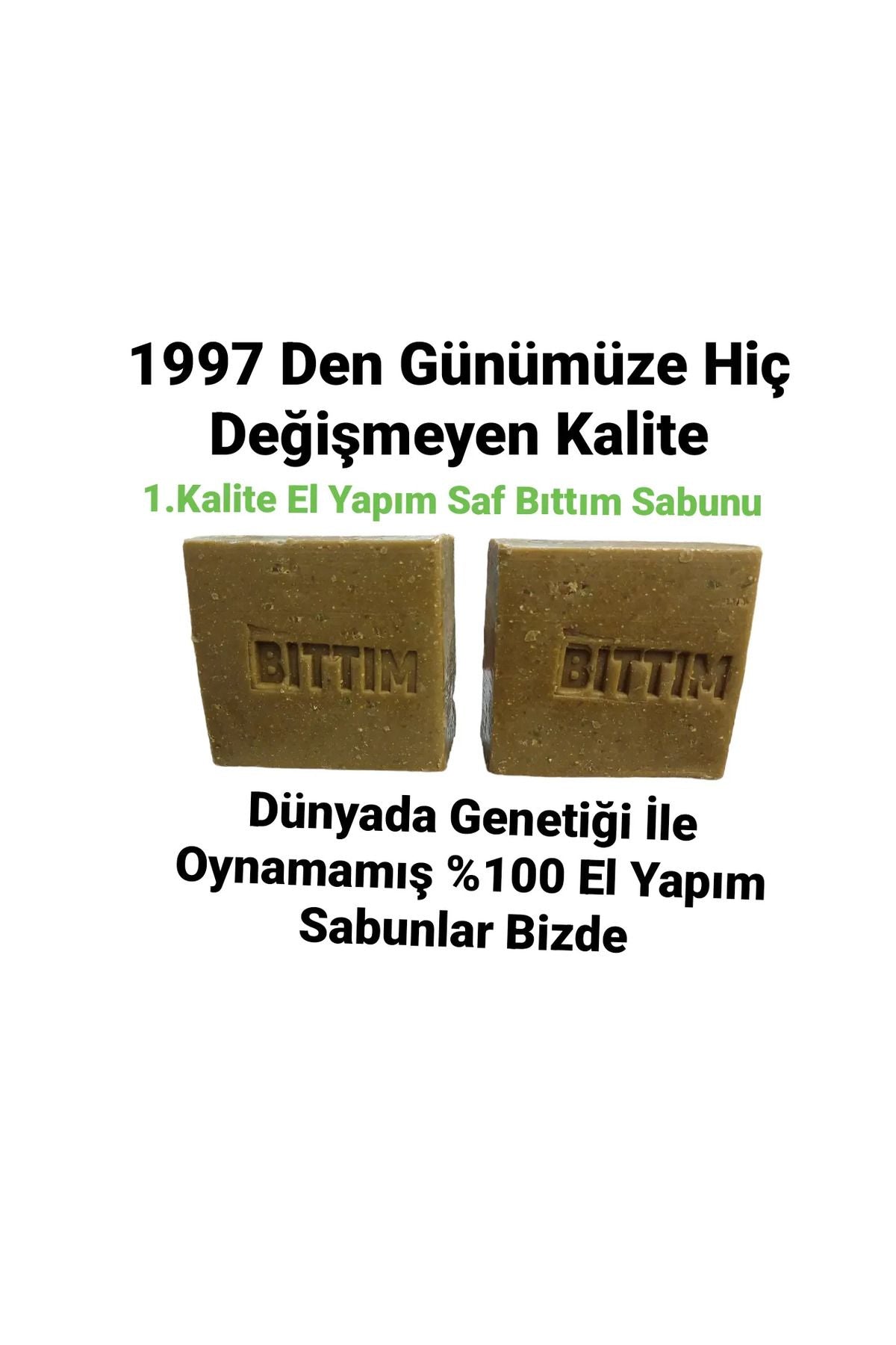 1. Kalite El Yapımı Saf Bıttım Sabunu - Doğal Saç ve Cilt Bakımı (140-150 Gr, 2 Adet)