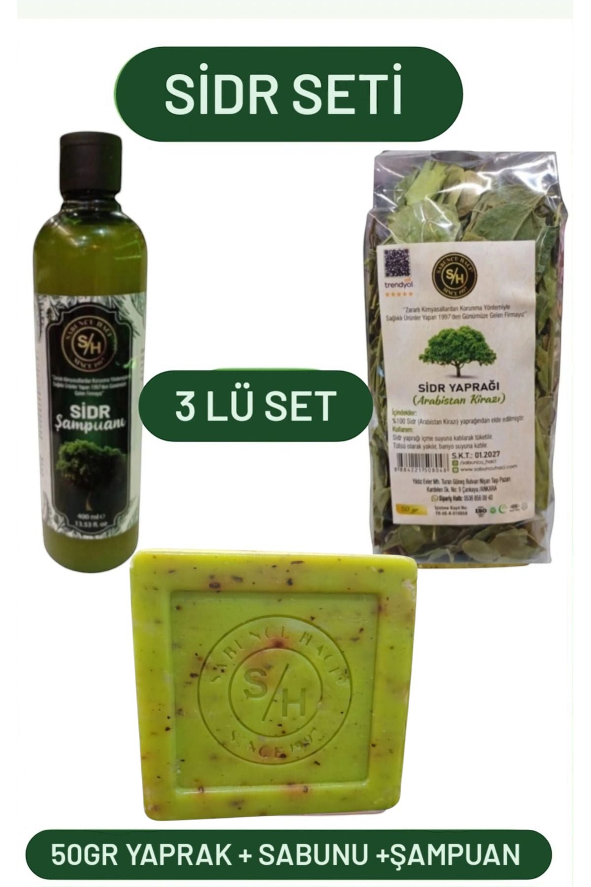 ES-Sidr spirituell wirksames Therapieset; Sidr-Seife + 400 ml Sidr-Shampoo + 50 g Sidr-Blatt