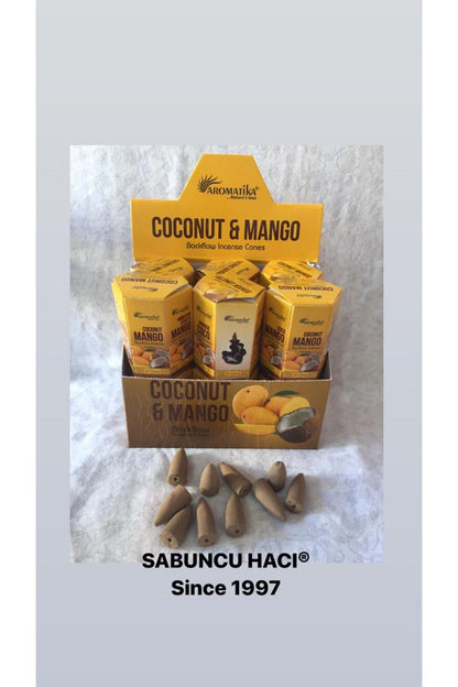 AROMATİKA Cocount & Mango/ 10 Adet Geri Akışlı Tütsü Backflow Cones 10 PCS Geri Akış Tütsü