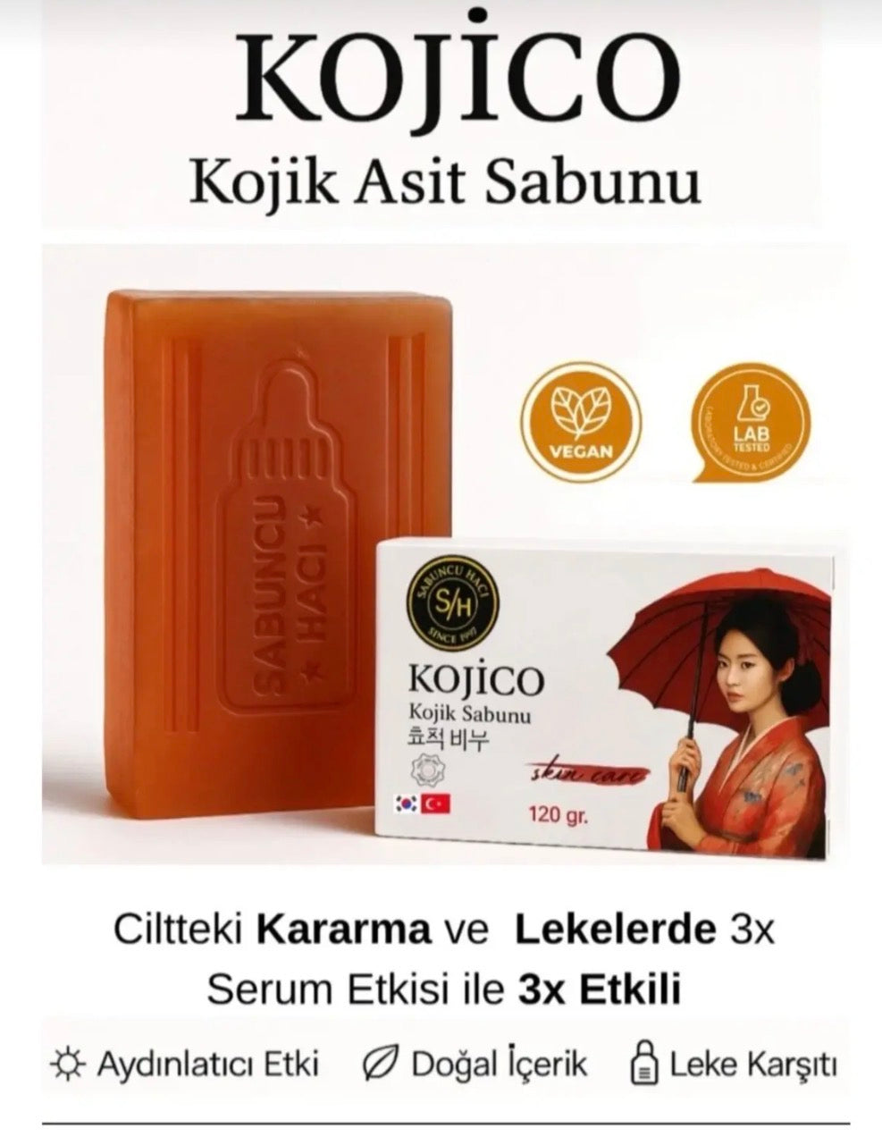 Kojic kojik Asit Sabunu, Zerdeçalı & 3xAcne Serumu Etkili Ve Acne Temizleme Barı,Acne Karşıtı