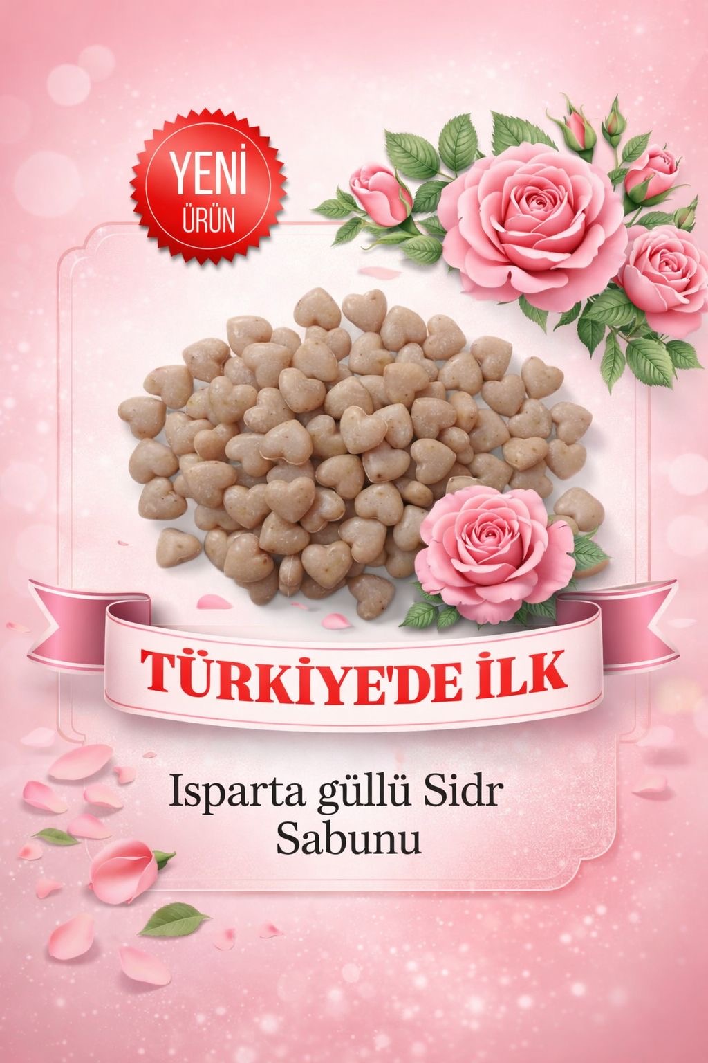 Mini kalpli dekoratif Isparta güllü es-Sidre orijinal Sidr Sidr Sabunu manevi terapi 1 KG