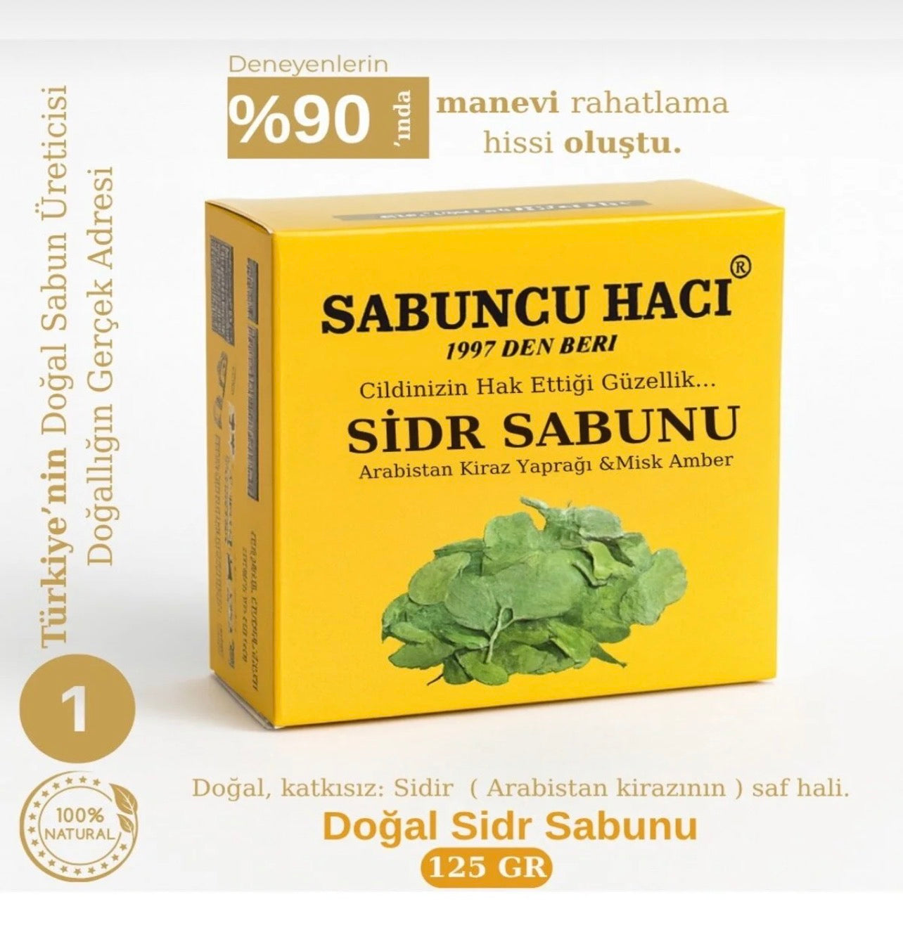 Es-Sidre sidir Sidr sabunu Doğal bitkisel Terapi Miski amberli Sabunu 110- 125 gr (1Adet)