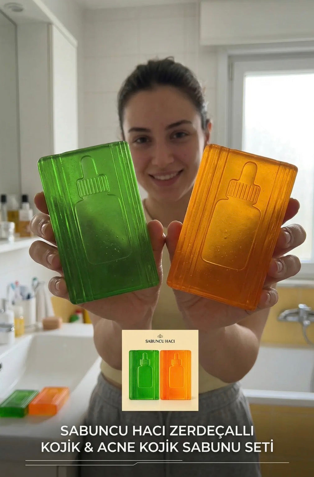 Kojic kojik Asit Sabunu, Zerdeçalı & 3xAcne Serumu Etkili Ve Acne Temizleme Barı,Acne Karşıtı