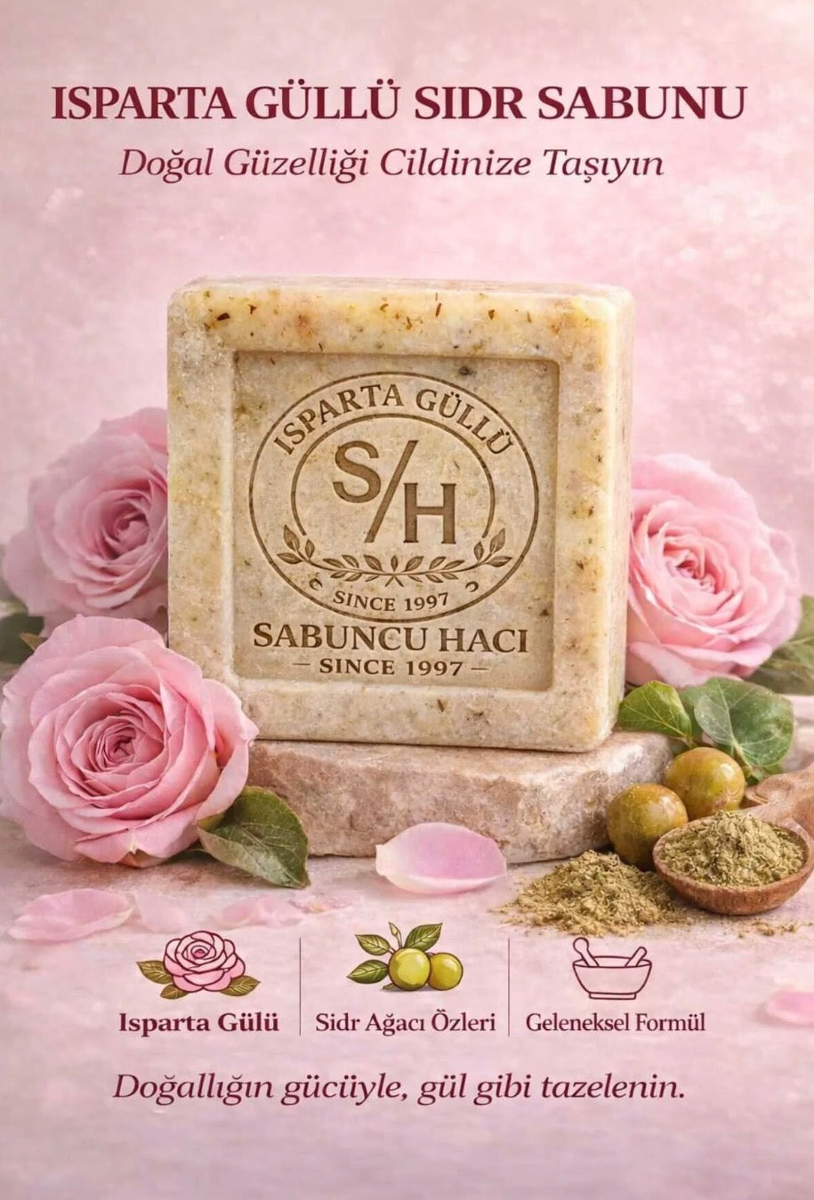 Es-sidre Sidir Sidr Sabunu doğal bitkisel Terapi Isparta güllü & sidr Sabunu 110 125 gr (1Adet)
