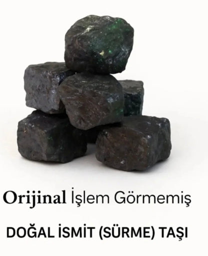 %100 Saf ismit sürme tozu 30 gr + ismit sürme taşı 100 gr + 2 adet Pirinç sürmedanlık 4 lü set