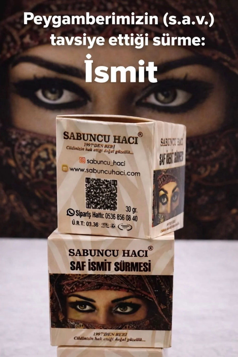 %100 Saf ismit sürme tozu 30 gr + ismit sürme taşı 100 gr + 2 adet Pirinç sürmedanlık 4 lü set