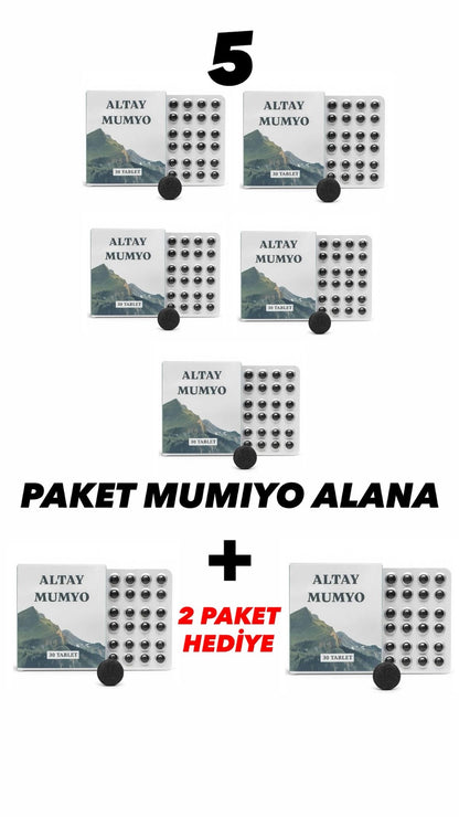 ALTAY MUMYO %100 SAF MUMYO İÇEREN TAKVİYE EDİCİ GIDA 30 LU TABLET 5 PAKET ALANA 2 PAKET HEDİYE