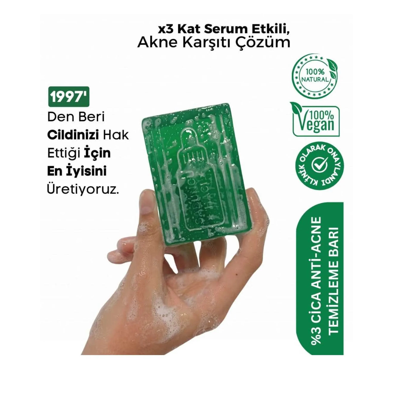 Kojic kojik Asit Sabunu, Zerdeçalı & 3xAcne Serumu Etkili Ve Acne Temizleme Barı,Acne Karşıtı