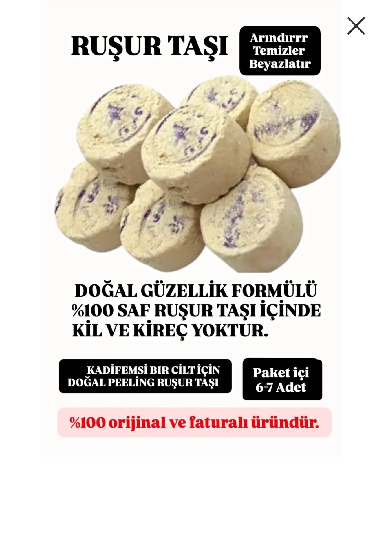 İran Ruşur Taşı Mühürlü Doğal Peeling (İRAN HAMAM TAŞI) 1 Paket Içi (6-7adet )